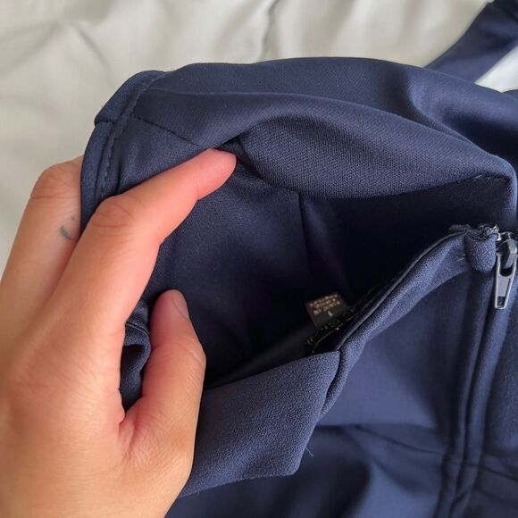 Navy Blue Fit & Flare Juniors Dress – Size 1, Lace Cutout Sides, Formal Look - Picture 5 of 12